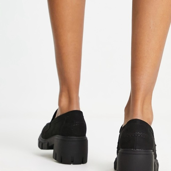 ASOS Sloane Y2K Chunky Lug Sole Preppy Collegiate Penny Mid Heeled Loafer SZ 7W - Picture 2 of 16